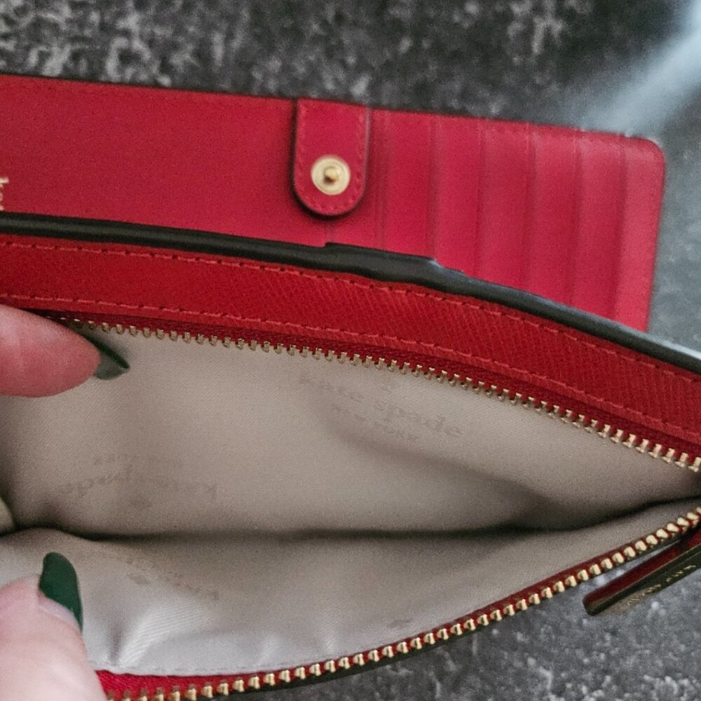 Kate Spade New York Saffiano Red Leather Wallet - Picture 4 of 5